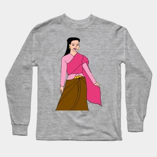 Thai Traditional Dress - Empowered Woman Long Sleeve T-Shirt